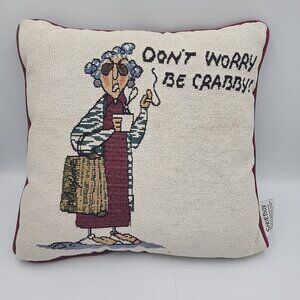 Throw Pillow Don't Worry Be Crabby Shoebox Hallmark Maxine Grandma 1990s Vintage